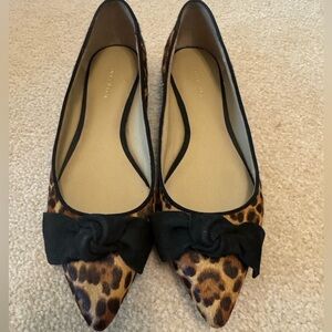 Ann Taylor Leopard Print Flats with Black Bow
